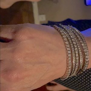 Six costume jewelry bangles  silver